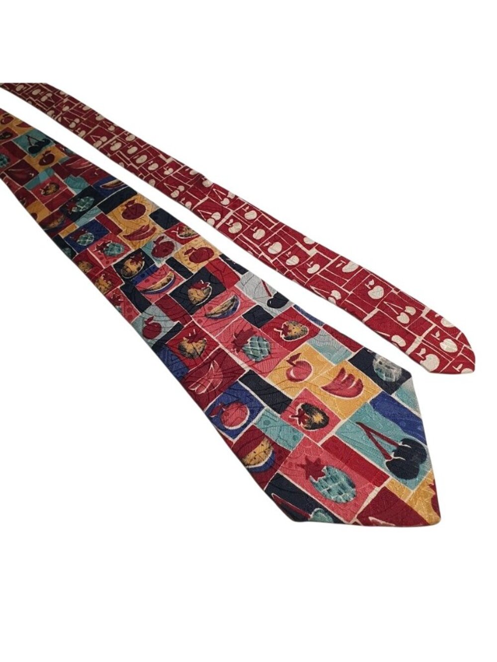 John Weitz Men Fruit Graphic Neckties Red Multicolor Novelty Grocery Waiter Gift
